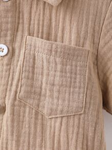 SHEIN Đứa bé trai Đã vá Túi Áo sơ mi & Quần short Với Áo ba lỗ - Nhiều màu - Xem 5