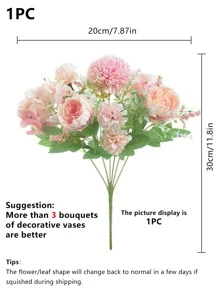 1/3PCS 人造牡丹花绣球、混合花、塑料花丝布、玫瑰花蕾、生日派对、聚会、装饰、婚礼花篮、新娘手捧花、家居装饰、餐厅、卧室、窗台装饰、花瓶装饰、情人节礼物、新年装饰、户外花园、开学季 - 彩色 - 查看 3