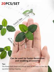 20PCS/60PCS MINI Fake Plants Silk Leaf Autumn Decorations Vase For Home New Year's Decor Outdoor Garden Wedding Bouquet Living Room DIY Candy Box Garland Household Products Artificial Flowers,Fake Plants,Fall Decor,Room,Desk,Garden Decor,Room Decoration Stuff Gifts Birthday Graduation - Green - View 2
