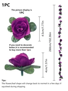 1/3/5件装人造玫瑰藤蔓花环，婚礼场地装饰，家居卧室客厅浴室墙面悬挂装饰，户外花园学校生日派对情人节圣诞节新年用品 - 彩色 - 查看 3