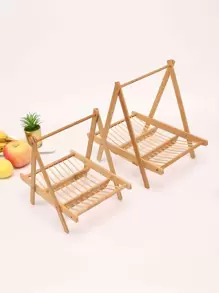 1pc Bamboo Fruit Storage Basket, Creative Food Storage Tray For Kitchen - Apricot - View 1