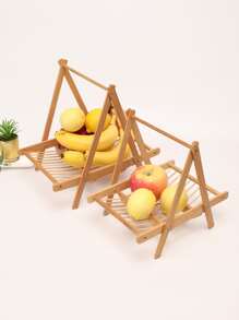 1pc Bamboo Fruit Storage Basket, Creative Food Storage Tray For Kitchen - Apricot - View 2