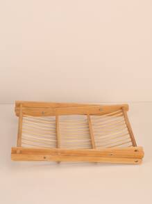 1pc Bamboo Fruit Storage Basket, Creative Food Storage Tray For Kitchen - Apricot - View 4