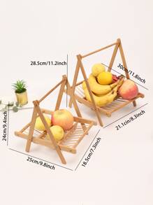 1pc Bamboo Fruit Storage Basket, Creative Food Storage Tray For Kitchen - Apricot - View 5