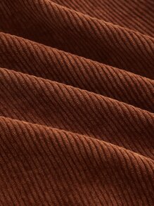 SHEIN MOD Button Front Corduroy Pinafore Dress - Coffee Brown - View 4