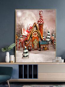 Christmas House Print DIY Diamond Painting Without Frame - Multicolor - View 1