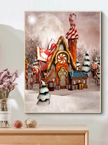 Christmas House Print DIY Diamond Painting Without Frame - Multicolor - View 2