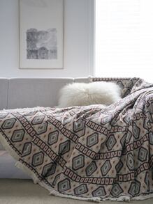 1 chiếc khăn sofa họa tiết hình học thô - Nhiều màu - Xem 1