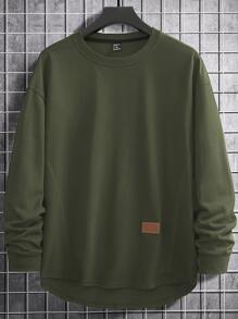 Manfinity Homme Men Patched Detail Drop Shoulder Tee - Army Green - View 1