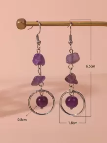 Stone & Circle Drop Earrings