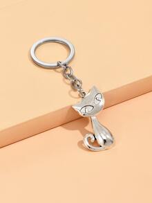 Llavero gato de dibujos animados accesorio - Plata antigua - Ver 2