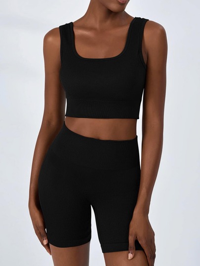 مجموعة تمارين رياضية مكونة من حمالة صدر رياضية عالية المرونة وسروال بيكر والسراويل