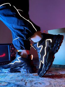 Men Letter Graphic Lace Up Front Sneakers - Black - View 2