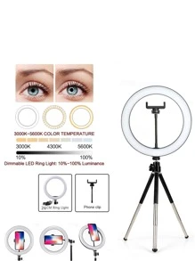 Luz de aro selfi 10 pulgadas con trípode - Negro - Ver 3