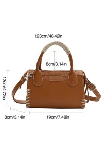 Mini Stitch Detail Square Bag - Brown - View 6