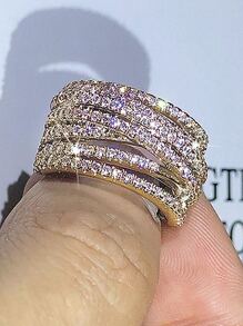 1 pieza anillo de zirconia cúbica a la moda para mujer, regalo de San Valentín, joyería de compromiso de boda - Amarillo Oro - Ver 4