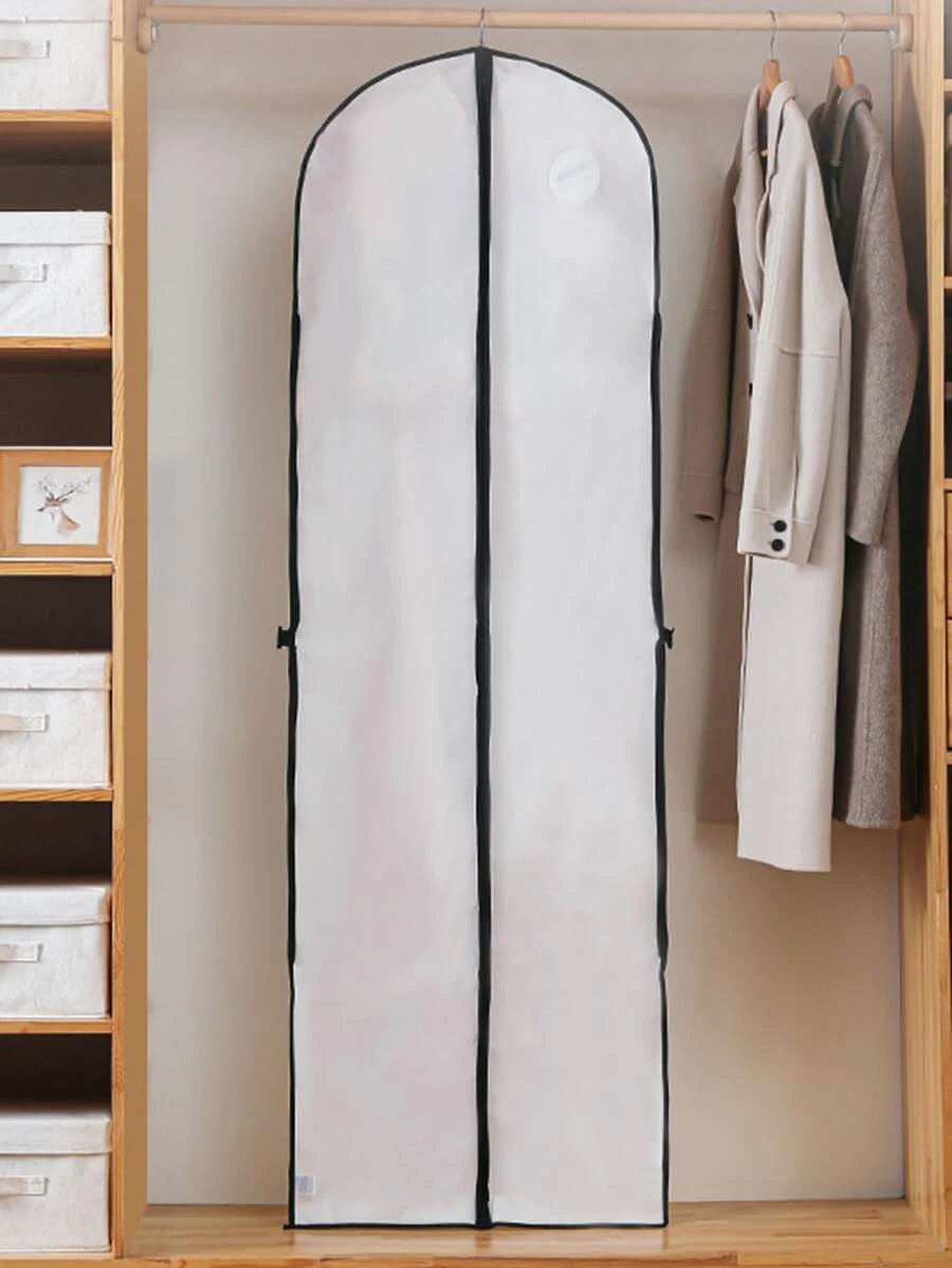 1pc Contrast Binding Clothing Cover - White - View 1