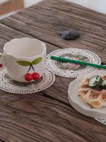12cm Posavasos de encaje Vintage, posavasos para tazas de café con bordado de manteles individuales, posavasos para tazas de café de tela de estilo europeo, alfombrilla para plato de mesa antideslizante
