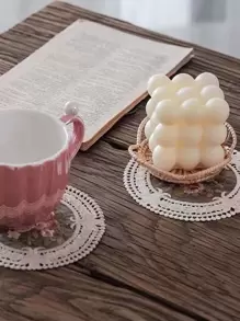 12cm Posavasos de encaje Vintage, posavasos para tazas de café con bordado de manteles individuales, posavasos para tazas de café de tela de estilo europeo, alfombrilla para plato de mesa antideslizante