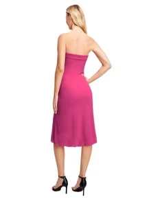 Spring Break Solid Backless Tube  Off Shoulder Long Summer Bodycon Long Black Dress - Hot Pink - View 2