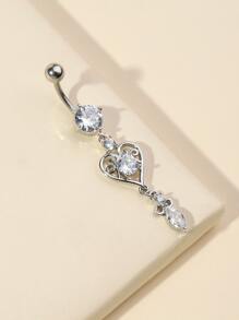 方晶锆石心形装饰肚脐环铜流行穿孔身体首饰礼物适合男女情人节、妈妈、母亲、母亲节、礼物