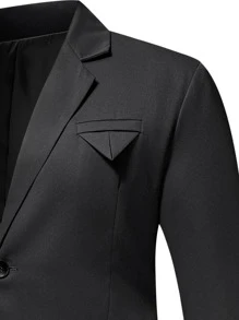 Manfinity Mode Men Single Breasted Blazer & Suit Trousers - Black - View 4