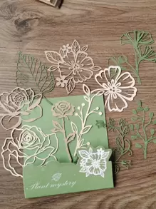 10pcs Plant Pattern Decorative Craft Paper Back To School - Multicolor - View 1