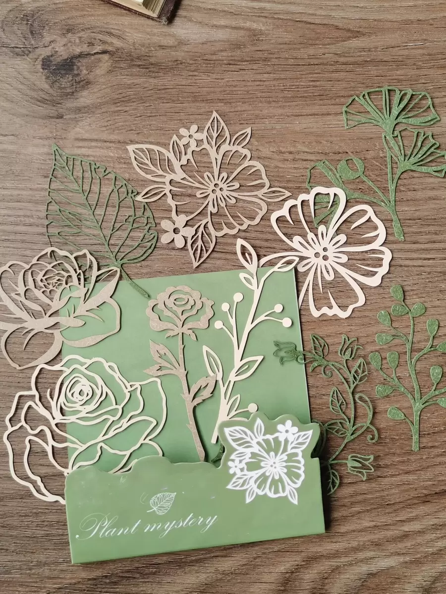 10pcs Plant Pattern Decorative Craft Paper Back To School - Multicolor - View 1