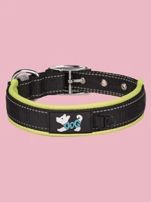 1pc Cartoon Dog Patch Detail Pet Collar - Green - View 1