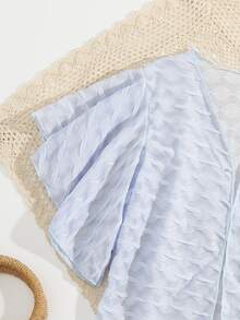 Girls Butterfly Sleeve Ruffle Hem Kimono - Baby Blue - View 3