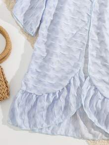 Girls Butterfly Sleeve Ruffle Hem Kimono - Baby Blue - View 4