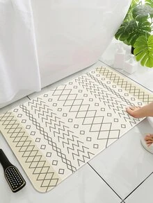 Geometric Pattern Bath Rug - Multicolor - View 2