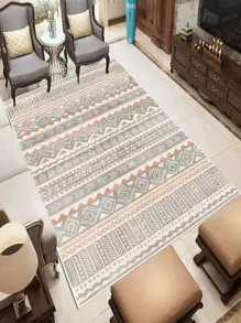 1入組幾何樣式現代滌綸防滑地毯 - 彩色 - 查看 1