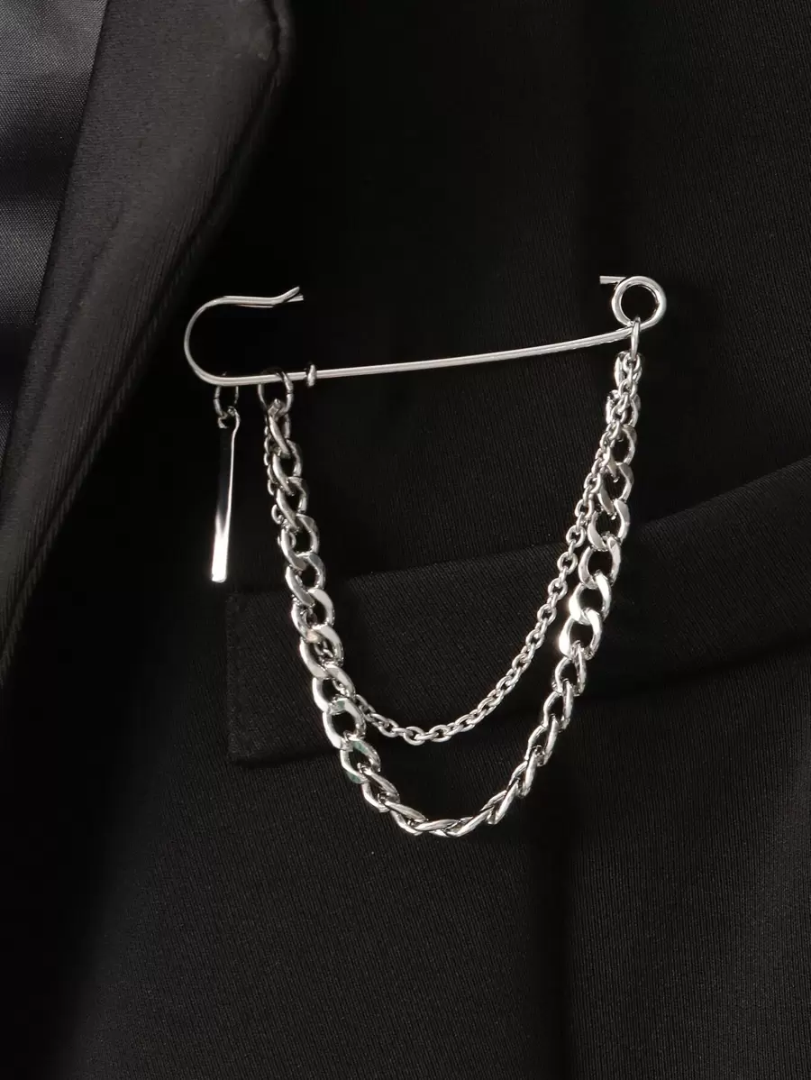 NAIZHU Chain Decor Brooch - Silver - View 1