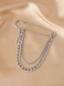 NAIZHU Chain Decor Brooch - Silver - View 2
