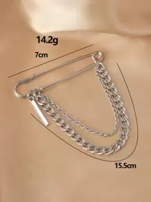 NAIZHU Chain Decor Brooch - Silver - View 4
