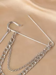 NAIZHU Chain Decor Brooch - Silver - View 3