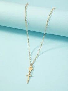 Collar con accesorio con corazón & espada - Amarillo Oro - Ver 2