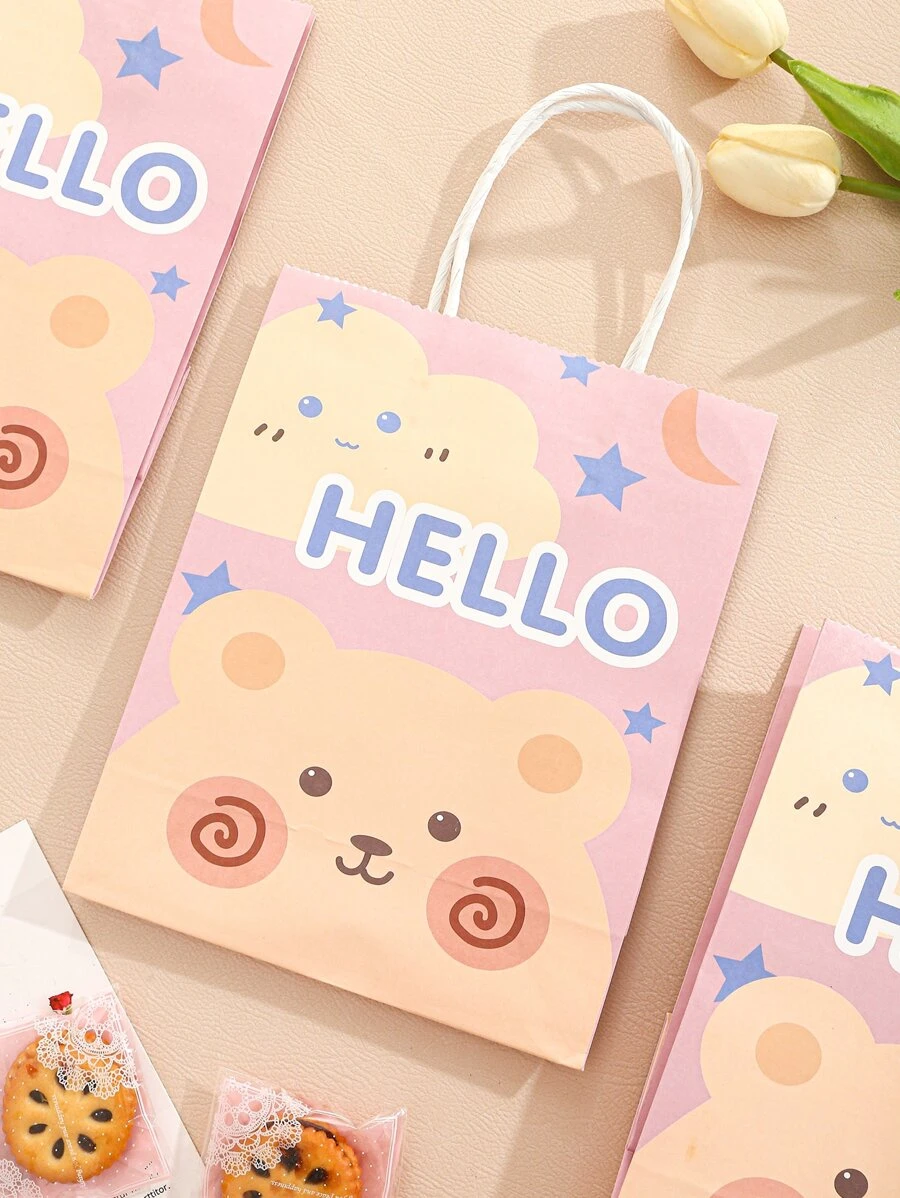 4pcs Bear & Letter Graphic Packaging Bag - Multicolor - View 1