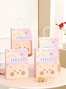 4pcs Bear & Letter Graphic Packaging Bag - Multicolor - View 5