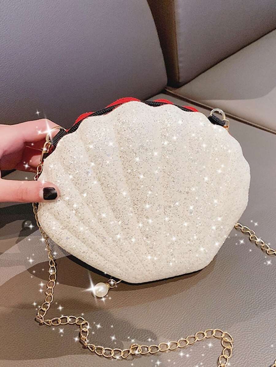 Túi đeo chéo mini hình vỏ sò thời trang đa năng, ví vỏ sò thanh lịch hoàn hảo cho tiệc cưới, tiệc tối & tiệc chiêu đãi, váy cưới, trang phục trang trọng, váy dạ hội, trang phục sinh nhật & trang phục dự tiệc của phụ nữ - trắng - Xem 1