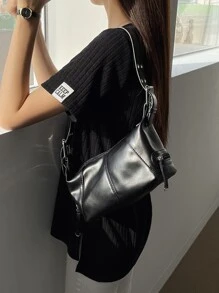 DAZY Camiseta tejida de canalé con diseño de parche de letra - Negro - Ver 4