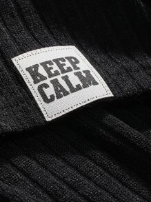 DAZY Camiseta tejida de canalé con diseño de parche de letra - Negro - Ver 5