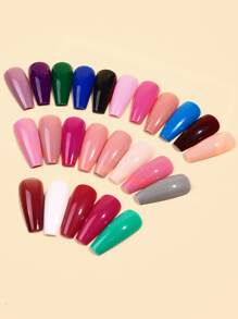 576pcs Long Coffin Mixed Color Fake Nail - Multicolor - View 2