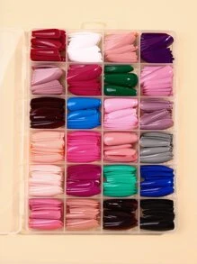 576pcs Long Coffin Mixed Color Fake Nail - Multicolor - View 5