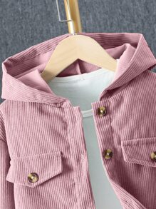 Sparklyn Cô gái Tween Chi tiết về Flap áo có mũ Vải to sợi Áo khoác & Quần Without Tee - Bụi hồng - Xem 8
