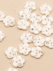 20 chiếc nút thiết kế hoa trang trí bằng đá rhinestone - trắng - Xem 3