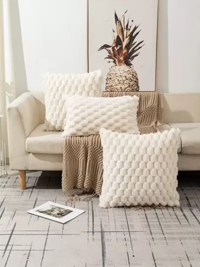 1pc Bohemian Style Plush Turtle Shell Pattern Square Pillow Case, Suitable For Living Room, Bedroom, Outdoor Use, All Seasons