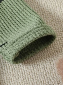 嬰兒小熊印花前紐扣包腳連體睡衣 - 綠色 - 查看 3