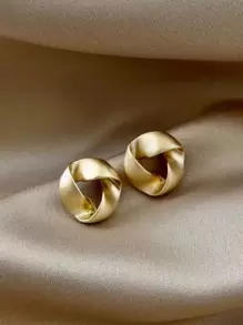 Geometric Stud Earrings - Yellow Gold - View 1